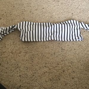 Off the shoulder bikini top black and white stripe